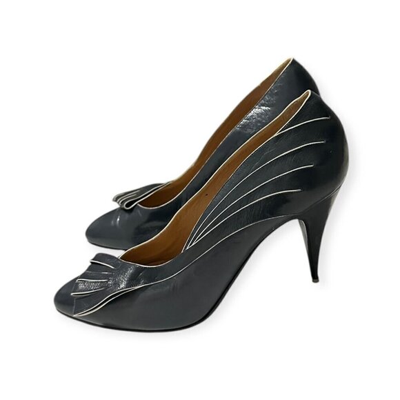 Vintage Maud Frizon Dark Gray Pumps with Bow, Size 40.5 EU - Picture 3 of 15